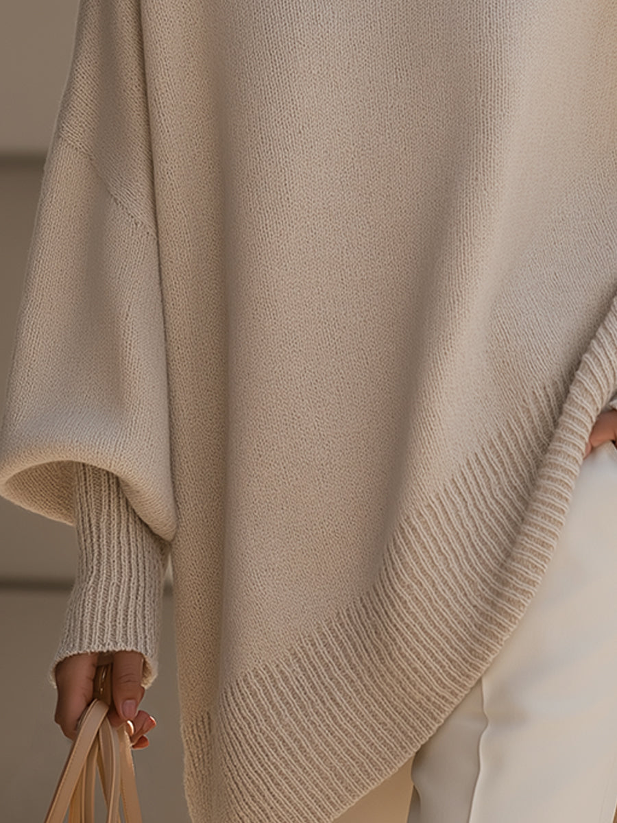 Women's Oversized Wool Blend Asymmetric Hem Jumper