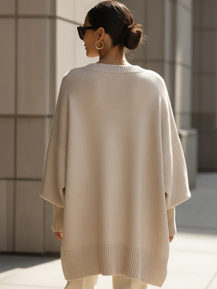 Women's Oversized Wool Blend Asymmetric Hem Jumper
