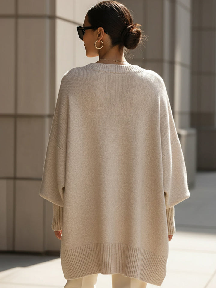 Women's Oversized Wool Blend Asymmetric Hem Jumper