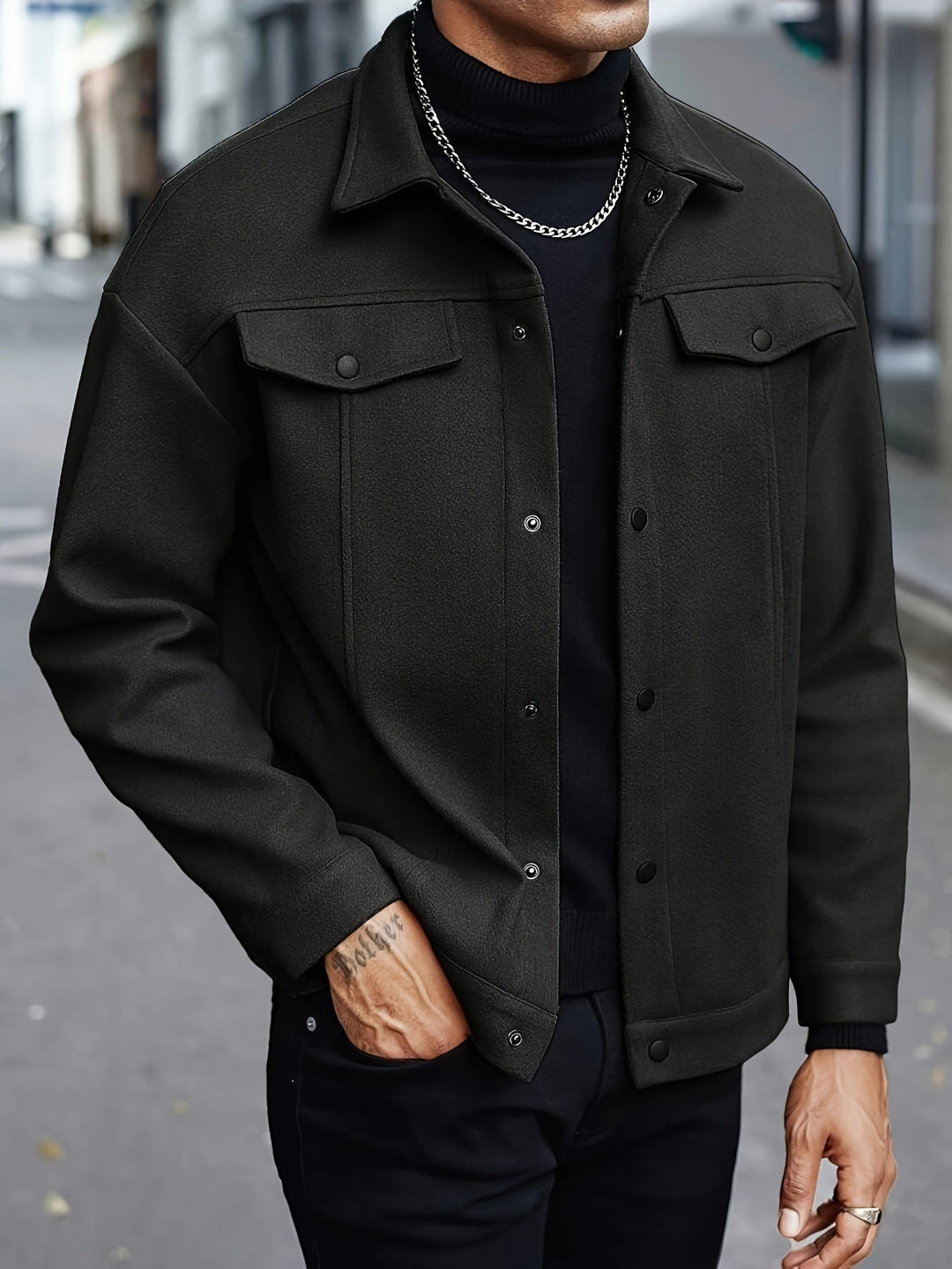 Men's Snap Button Trucker Jacket