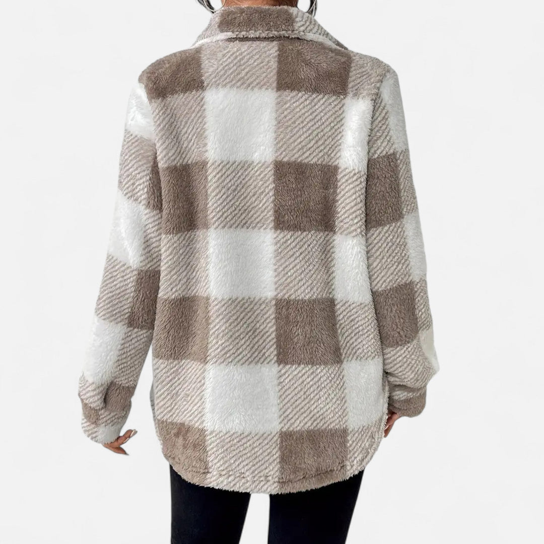 Women's Plush Sherpa Checkered Shirt Jacket