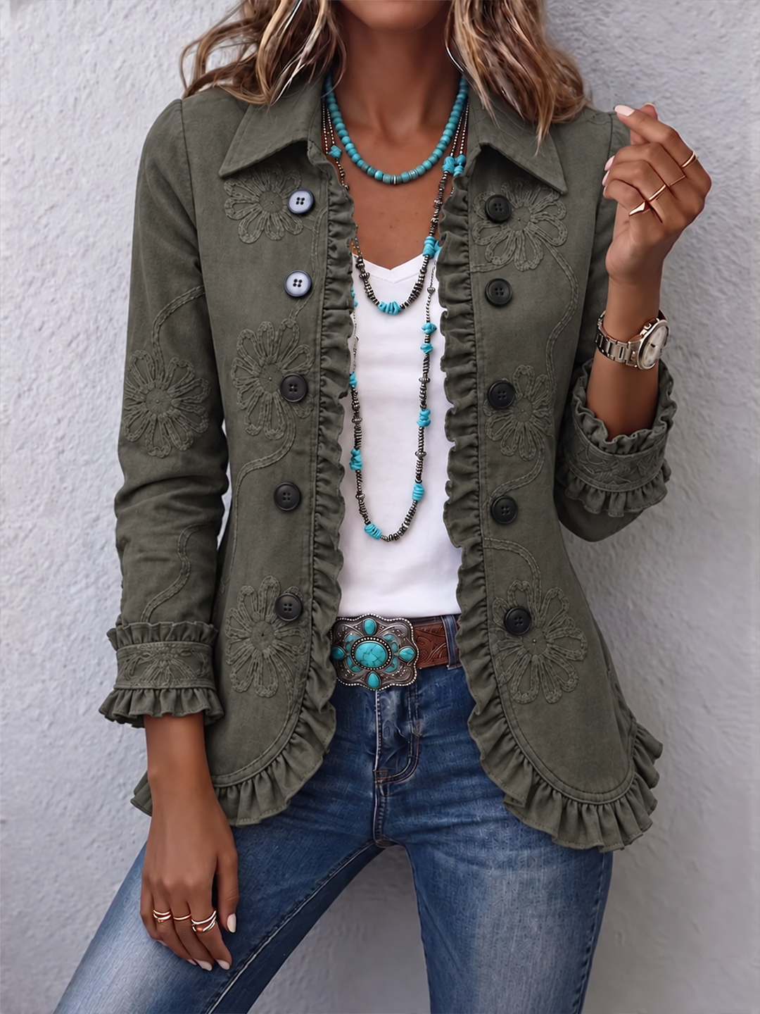 Women's Boho Ruffled Jacket