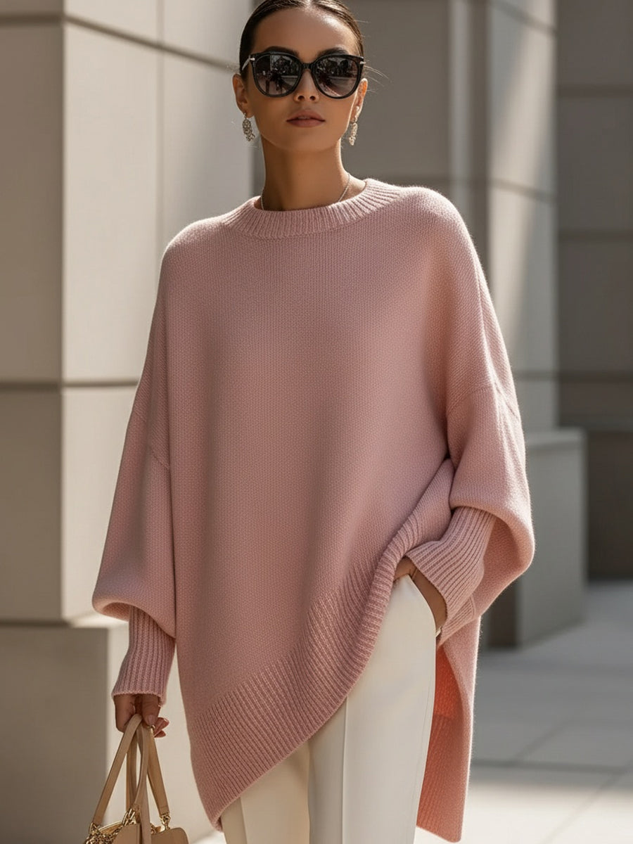 Women's Oversized Wool Blend Asymmetric Hem Jumper