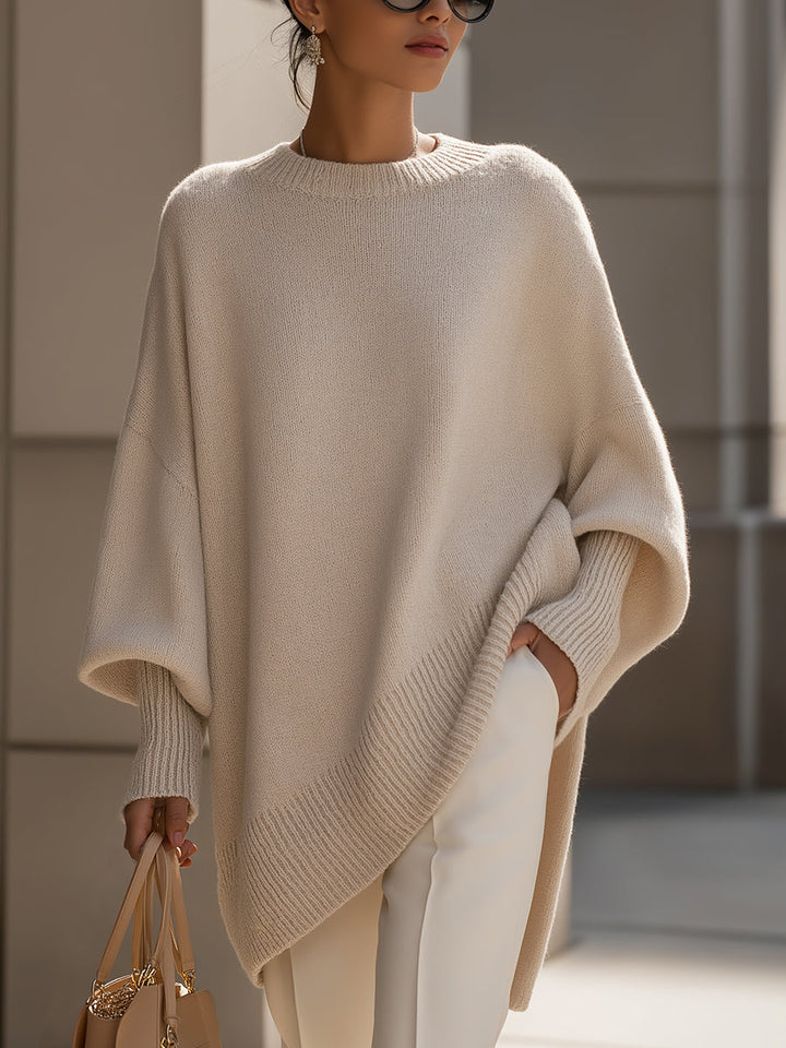 Women's Oversized Wool Blend Asymmetric Hem Jumper