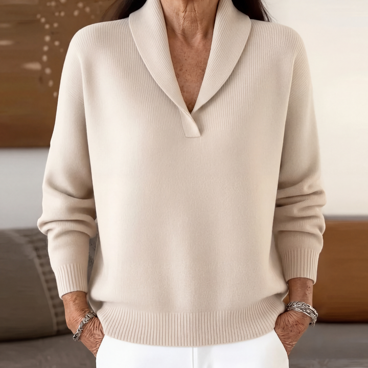 Women's Relaxed-Fit V-Neck Jumper for Autumn/Winter