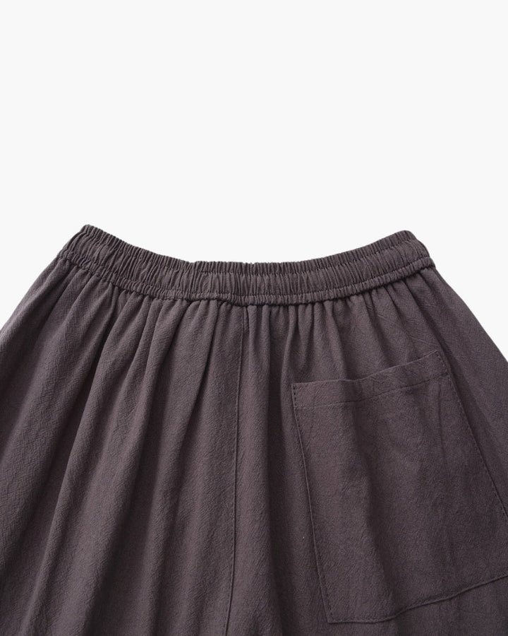 Linen Shorts with Elastic Waist and Drawstring