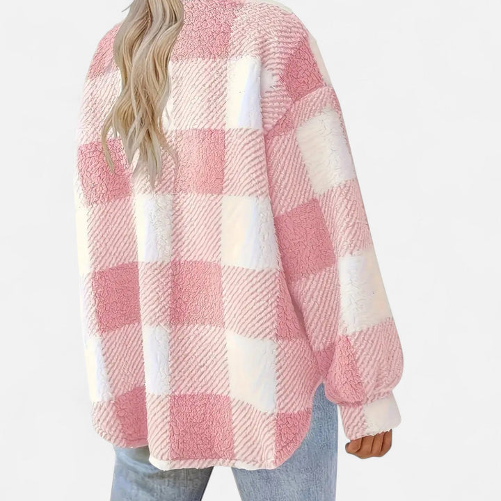 Women's Plush Sherpa Checkered Shirt Jacket