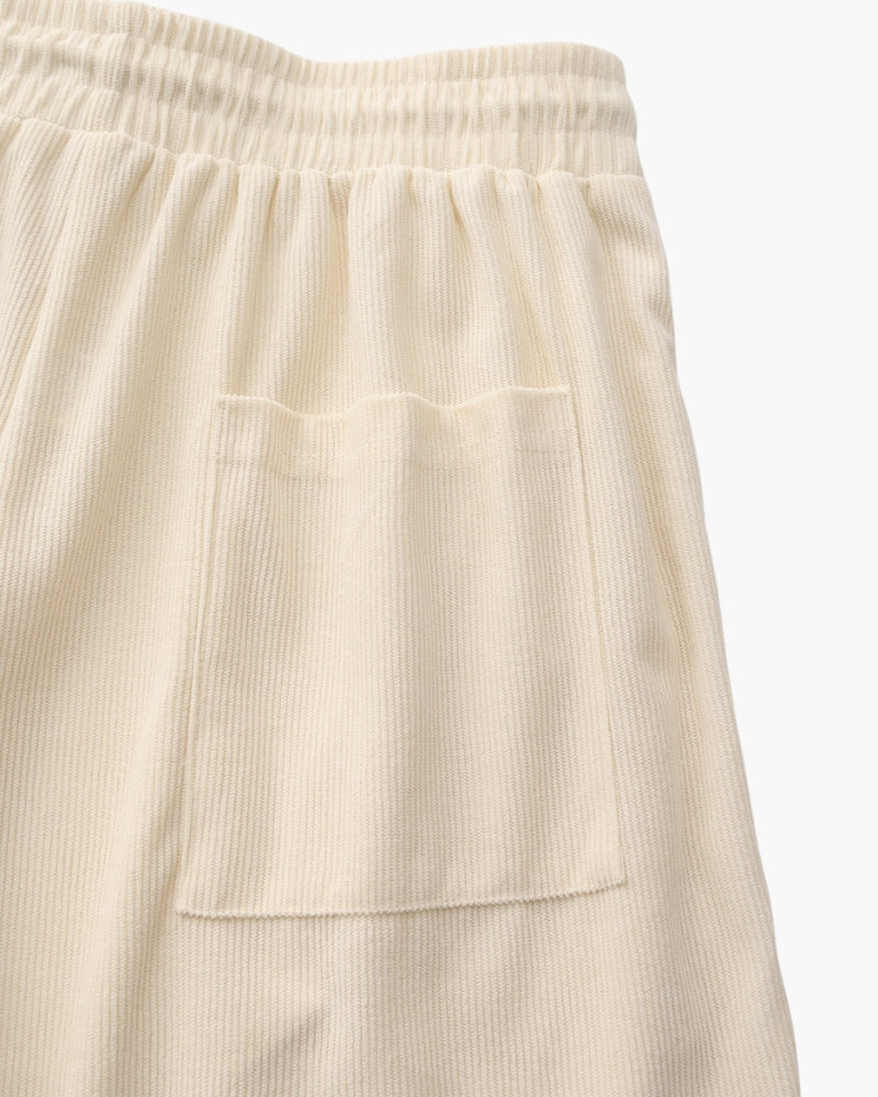 Ribbed Shorts with Elastic Waist and Drawstring