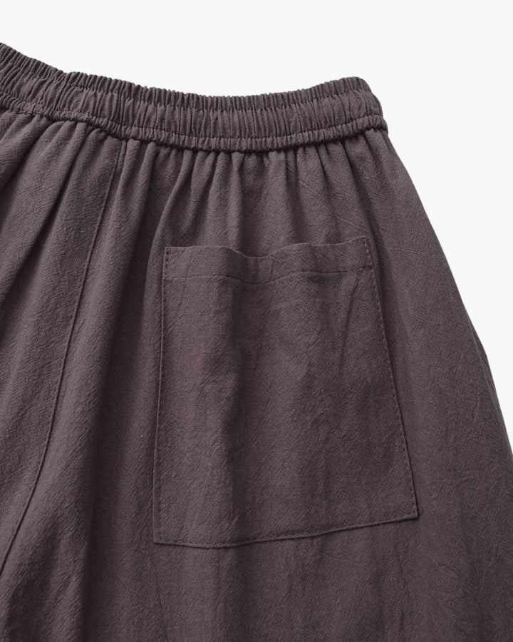 Linen Shorts with Elastic Waist and Drawstring