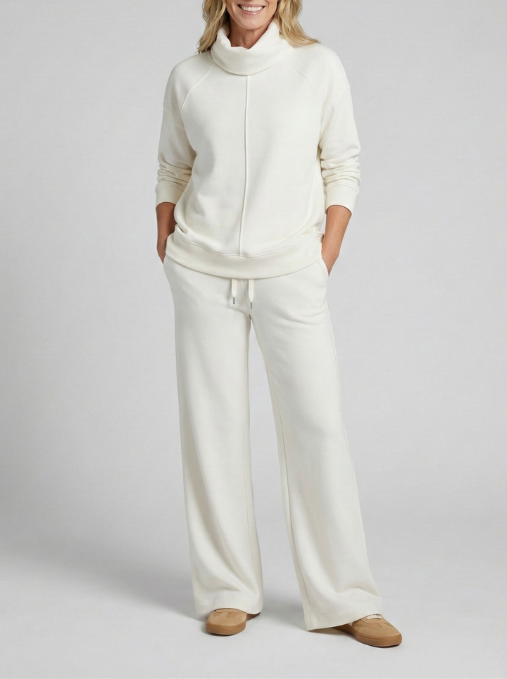 Women's Cowl Neck Wide-Leg Loungewear Set