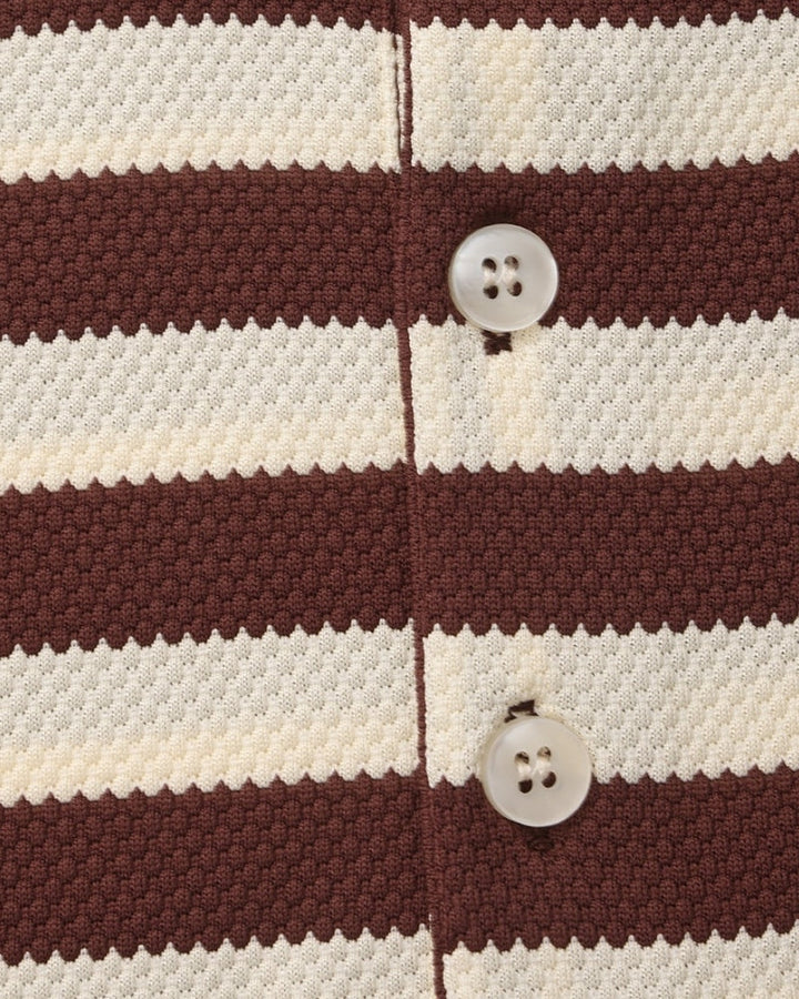 Horizontal Stripe Polo with Contrast Collar