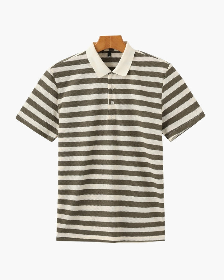 Horizontal Stripe Polo with Contrast Collar