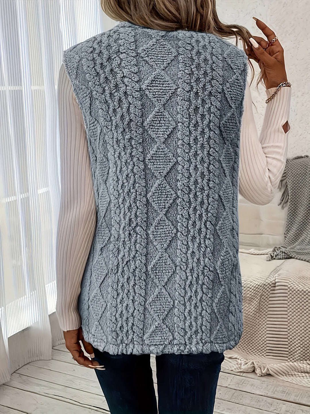 Women's Textured Longline Sleeveless Vest
