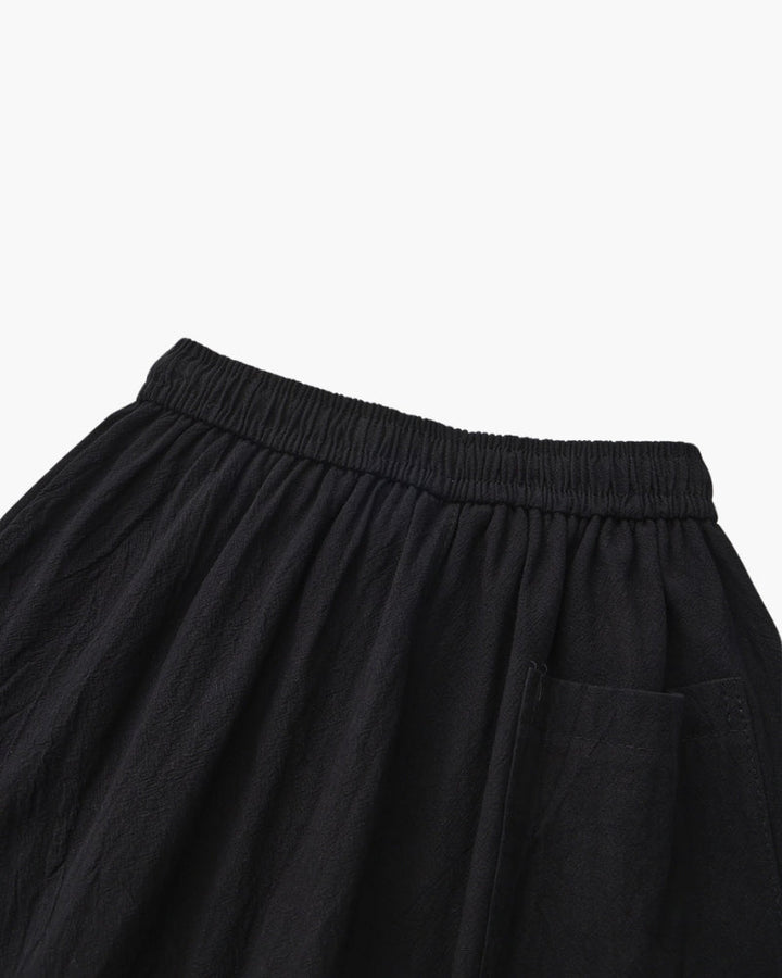 Linen Shorts with Elastic Waist and Drawstring