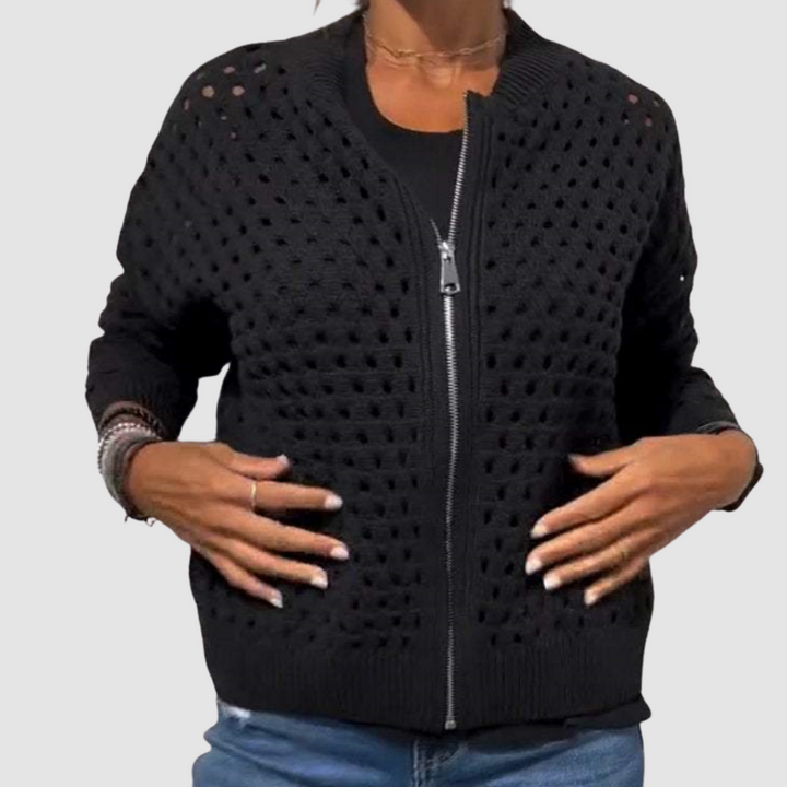 Women's Hollow-Knit Zip Cardigan