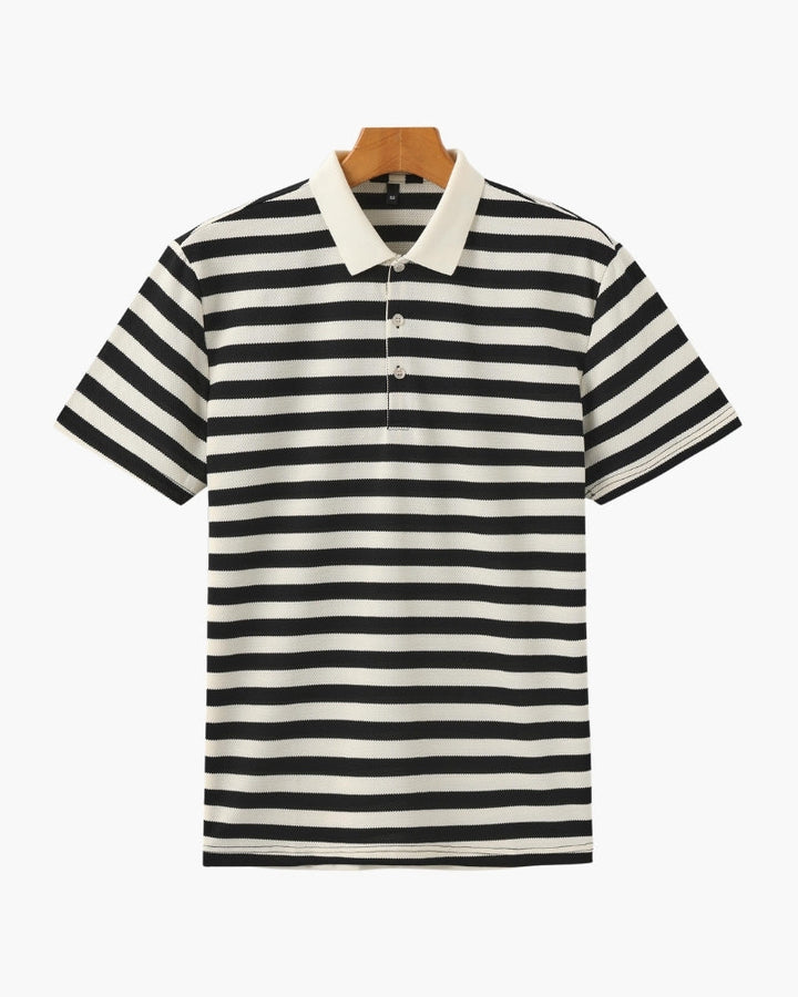 Horizontal Stripe Polo with Contrast Collar