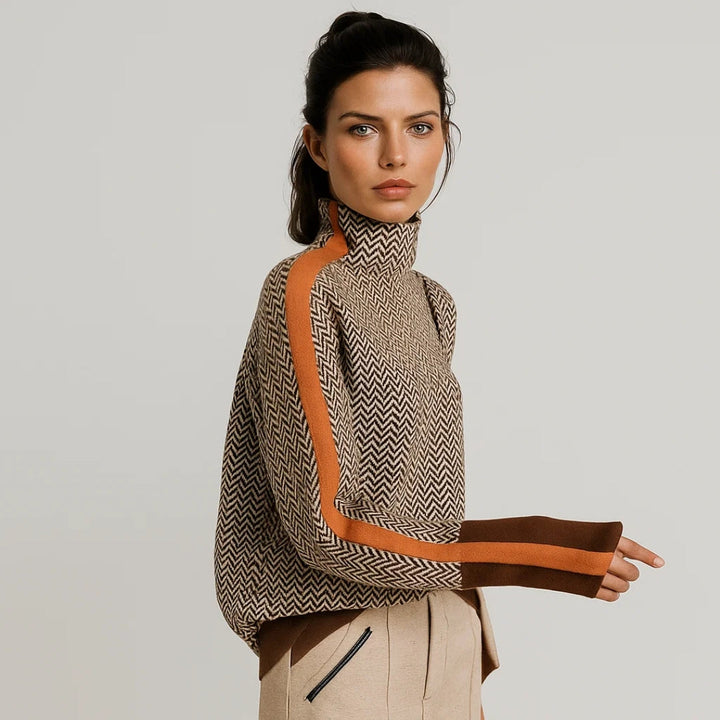 Women's Herringbone High-Neck Pullover