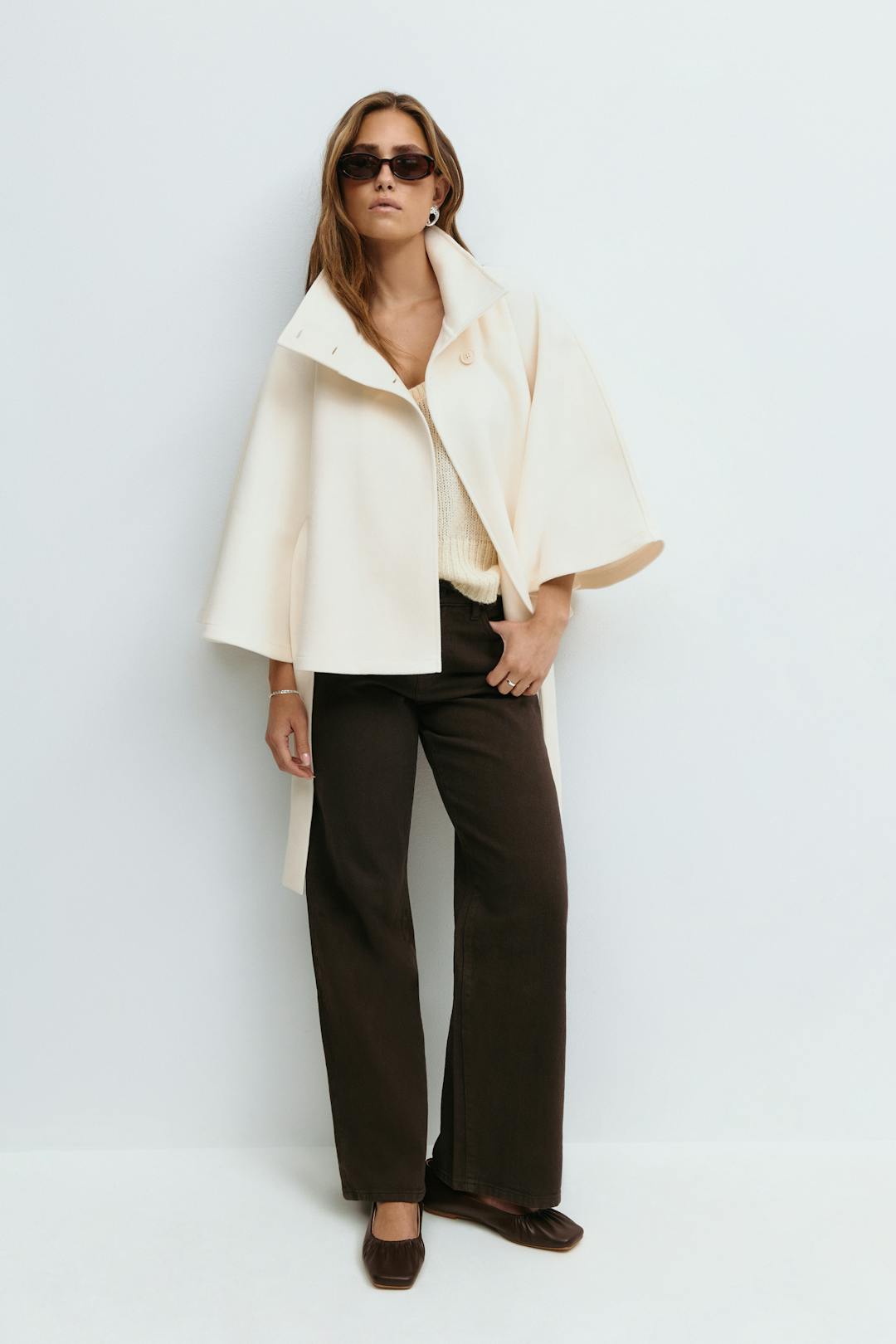 Women's Cape-Sleeve Belted Coat