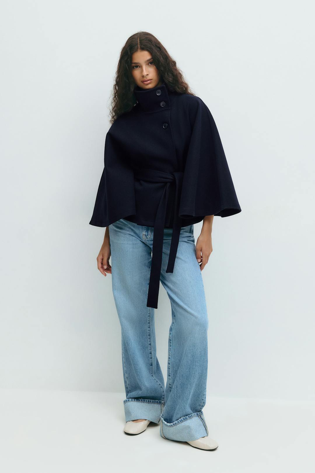 Women's Cape-Sleeve Belted Coat