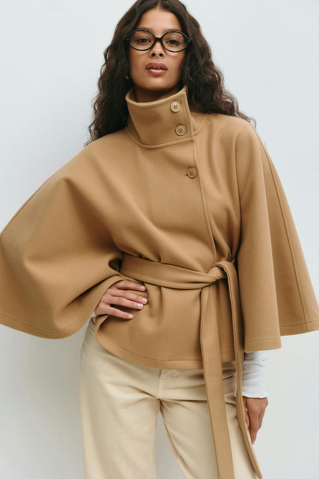 Women's Cape-Sleeve Belted Coat
