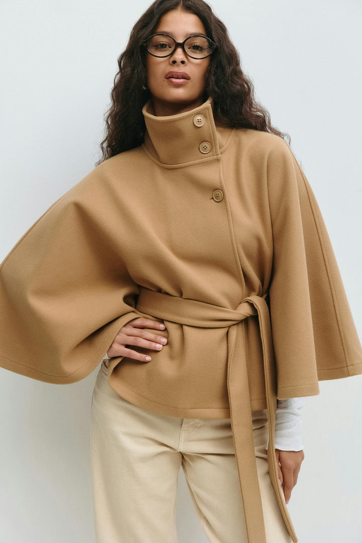 Women's Cape-Sleeve Belted Coat