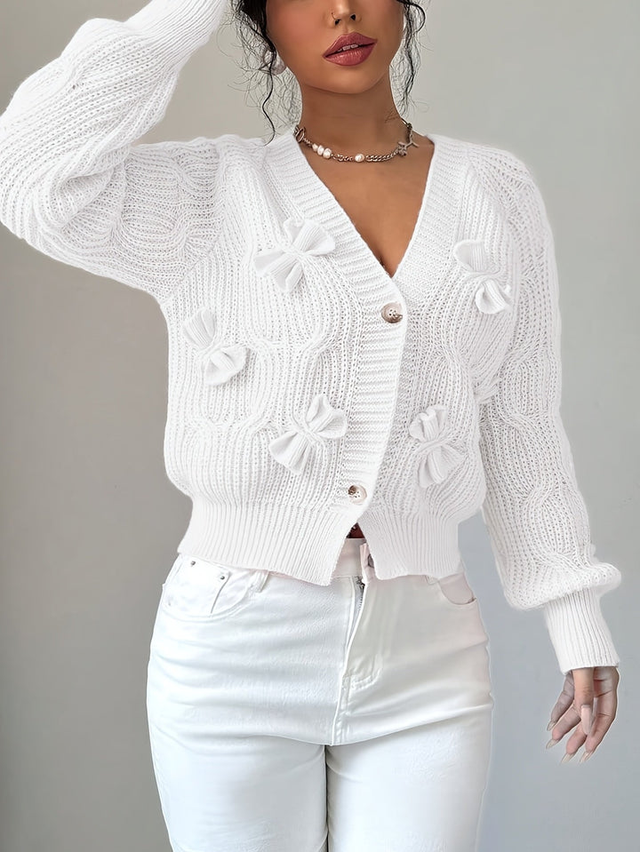 Women's Soft Bow-Detail Long Sleeve Cardigan