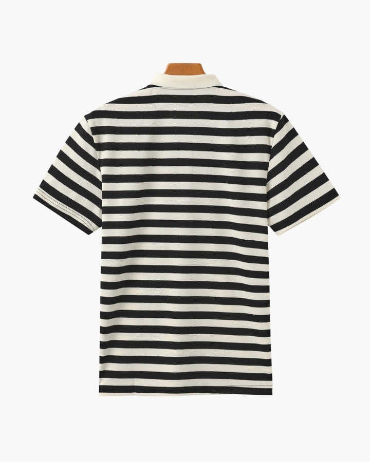 Horizontal Stripe Polo with Contrast Collar