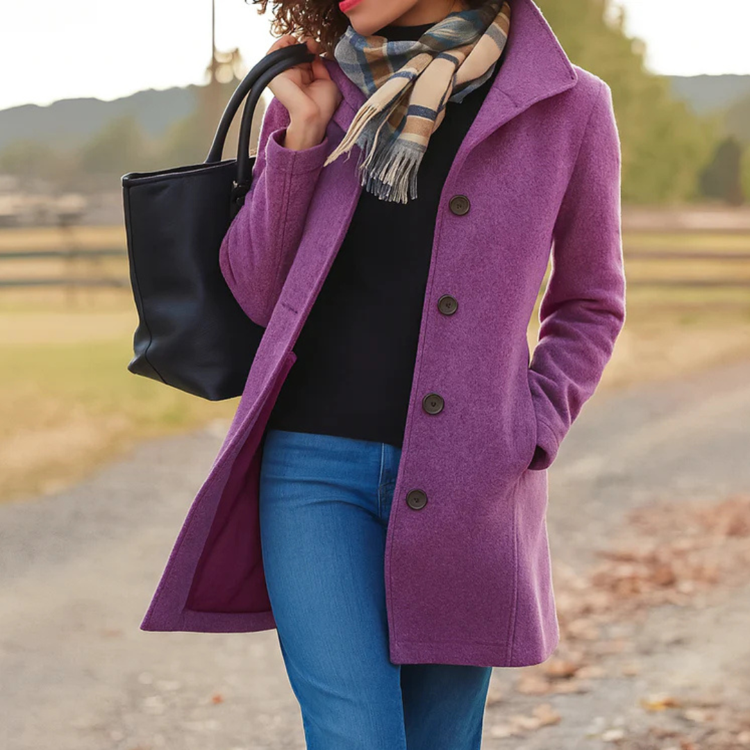 Women's Classic Winter Coat with Front Button Placket