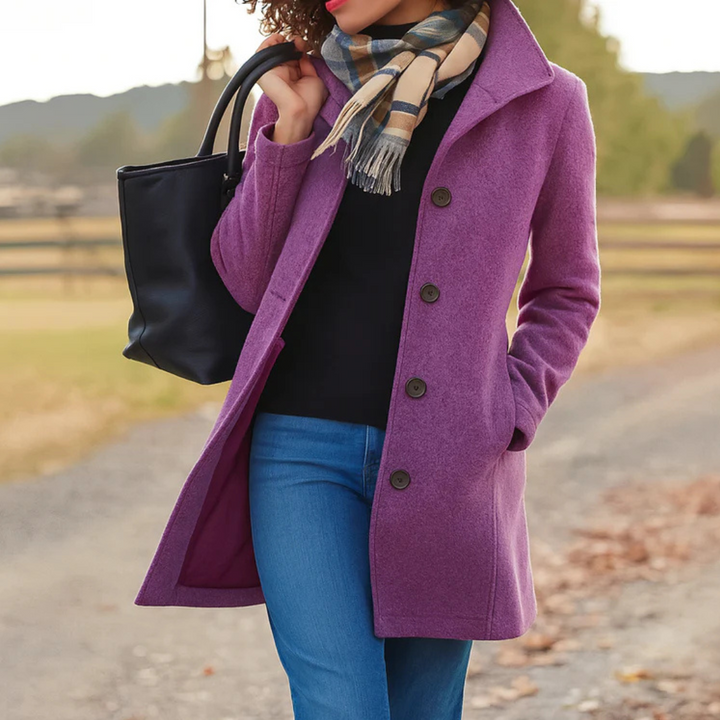 Women's Classic Winter Coat with Front Button Placket