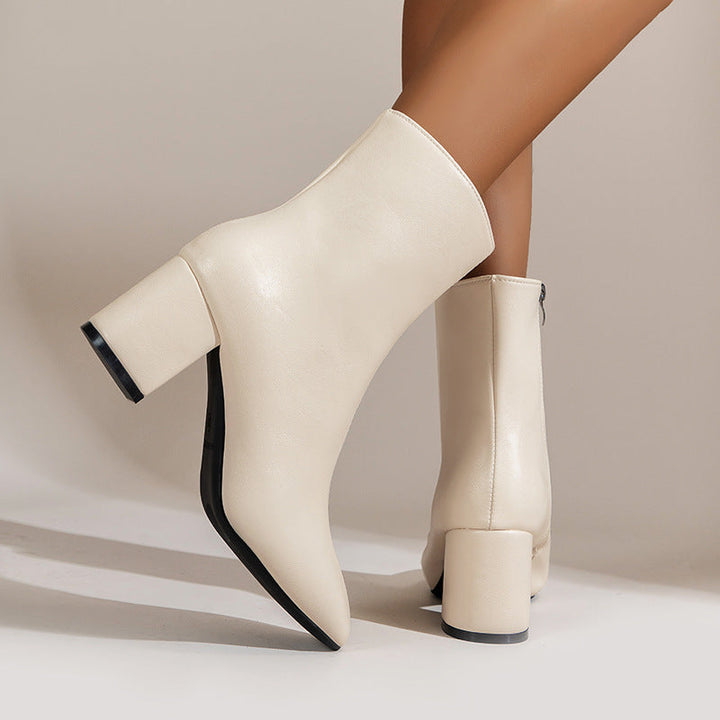 Women's Block Heel Pointed Toe Ankle Boots
