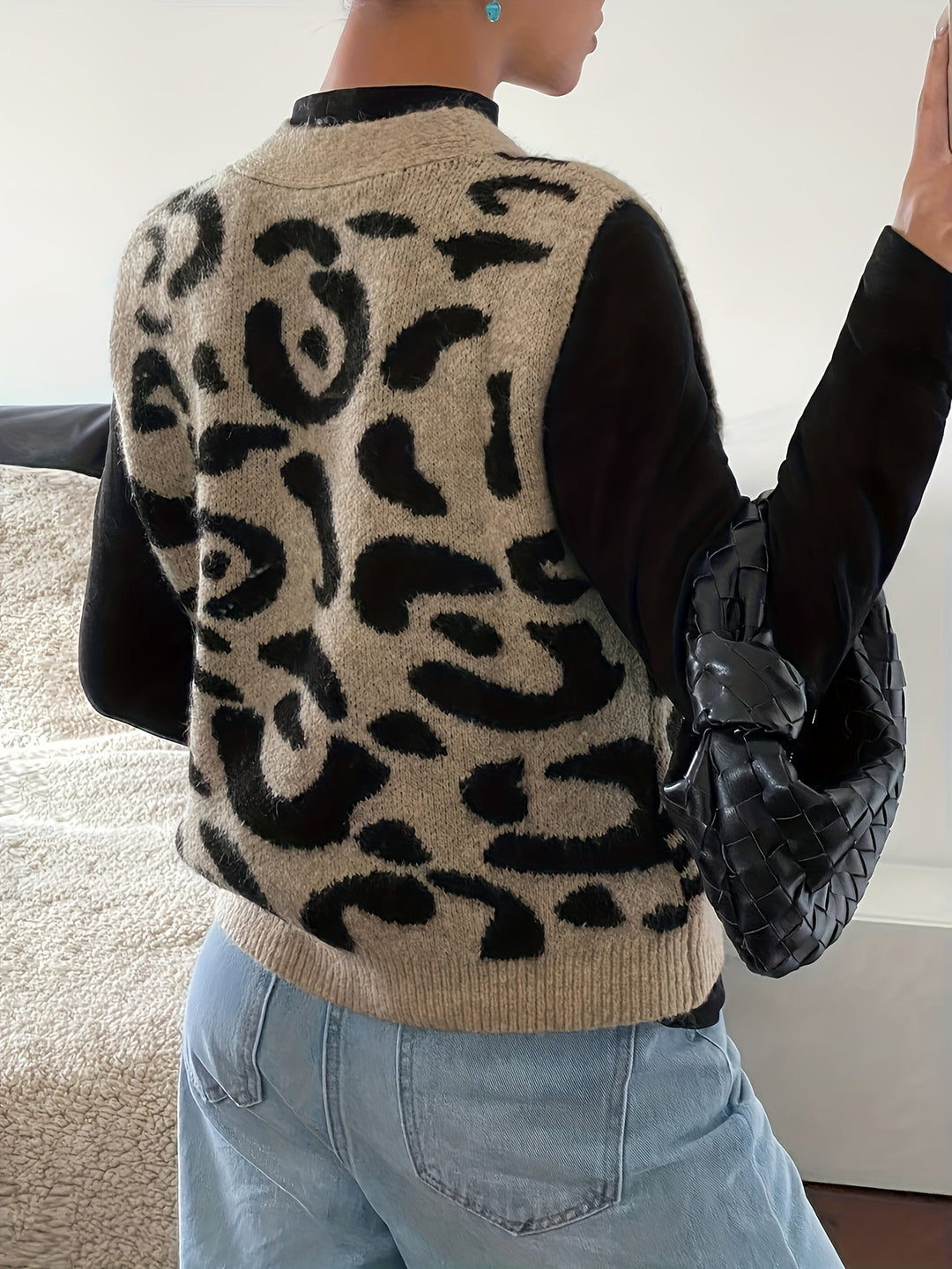 Women's Patterned Button-Front Vest