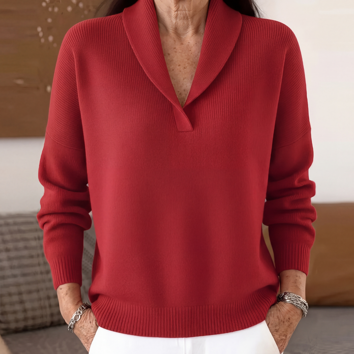 Women's Relaxed-Fit V-Neck Jumper for Autumn/Winter