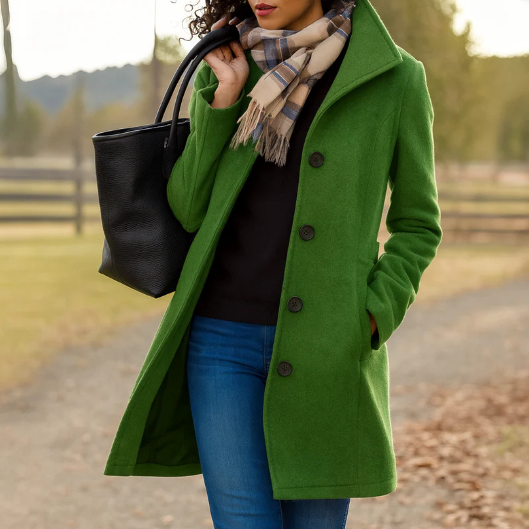 Women's Classic Winter Coat with Front Button Placket