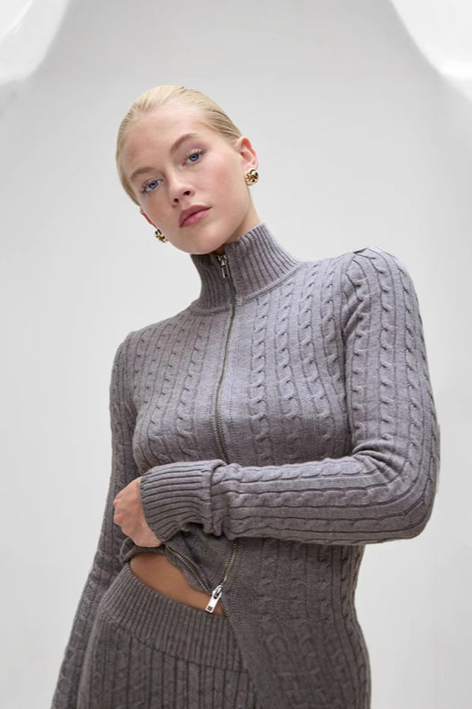 Mock Neck Lace Trim Knit Top for Women