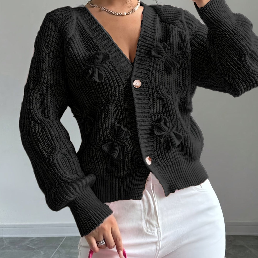 Women's Soft Bow-Detail Long Sleeve Cardigan