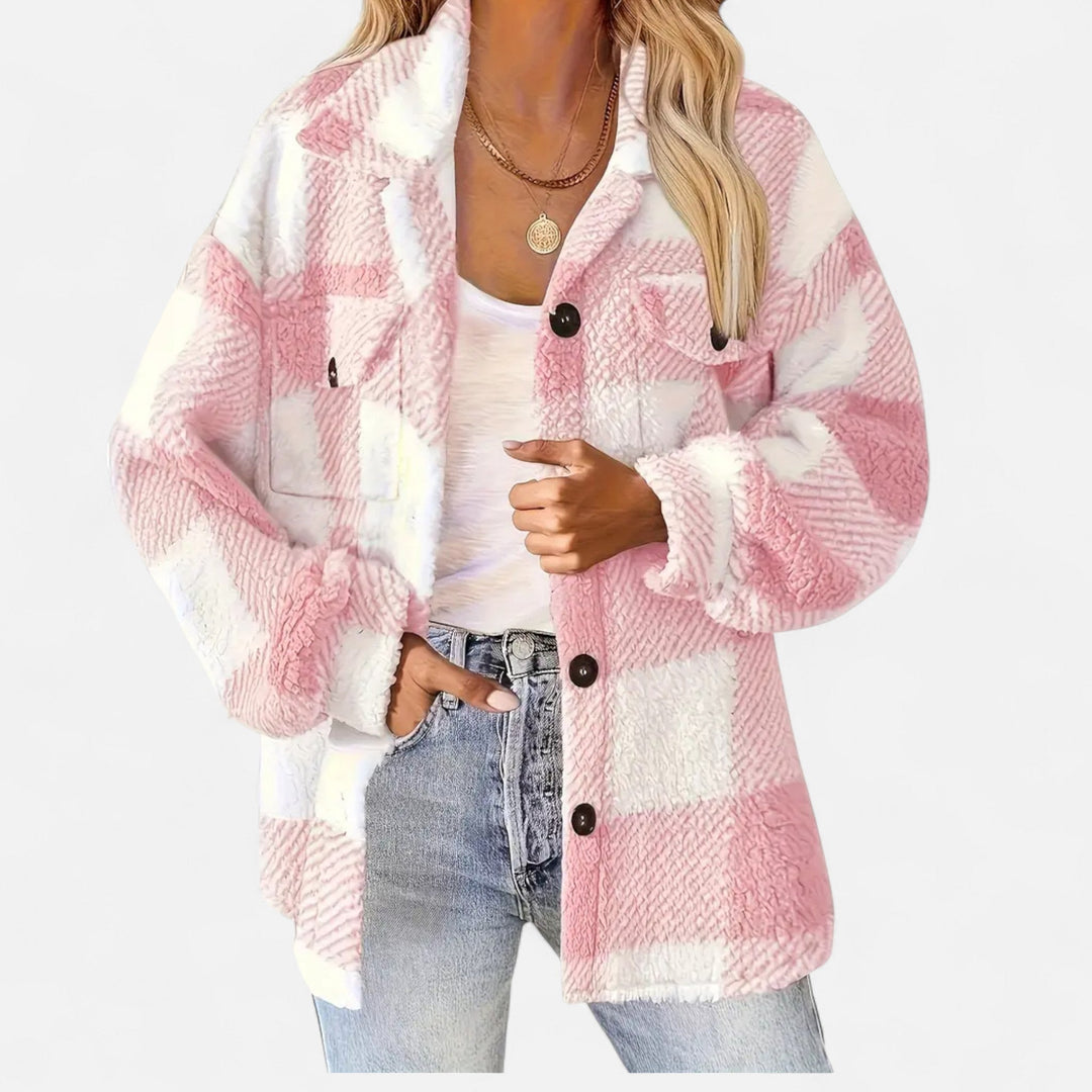 Women's Plush Sherpa Checkered Shirt Jacket