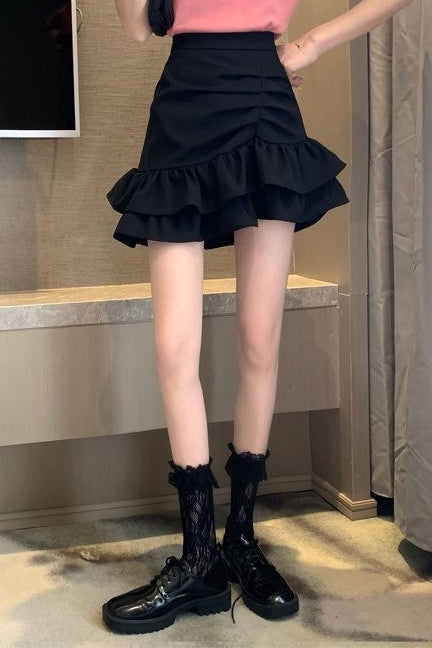 High Waist Pink Asymmetrical Mini Skirt for Women