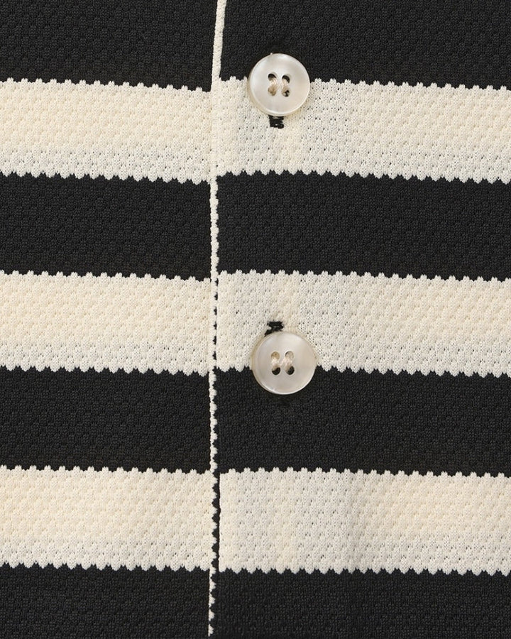 Horizontal Stripe Polo with Contrast Collar