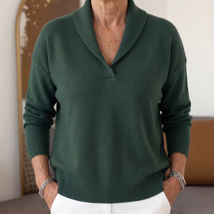 Women's Relaxed-Fit V-Neck Jumper for Autumn/Winter