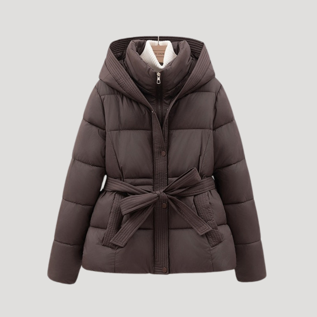 Women's Belted Hooded Puffer Jacket