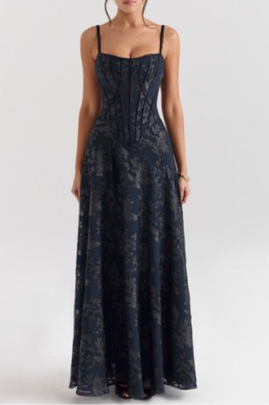 Spaghetti Strap Chiffon Floral Formal Dress