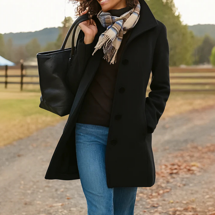 Women's Classic Winter Coat with Front Button Placket