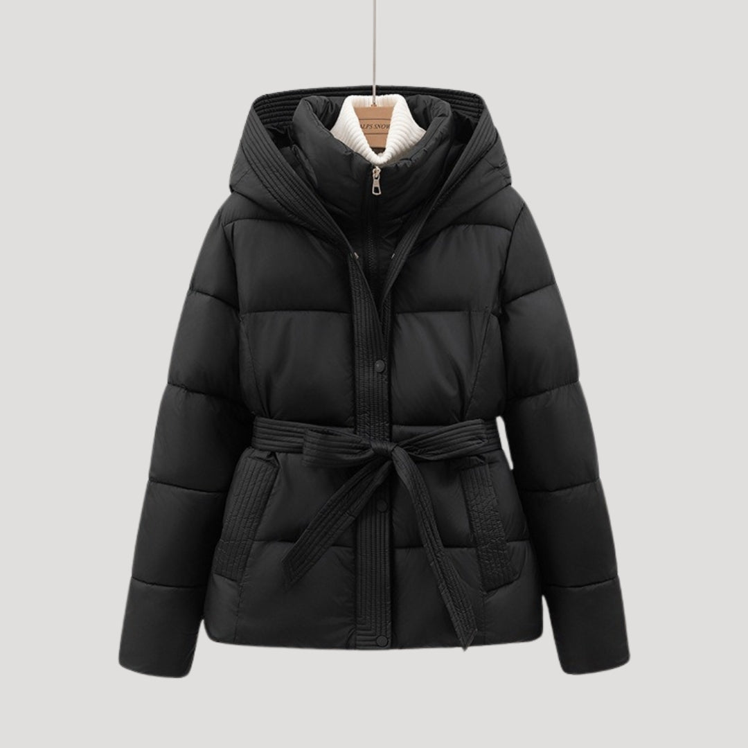 Women's Belted Hooded Puffer Jacket