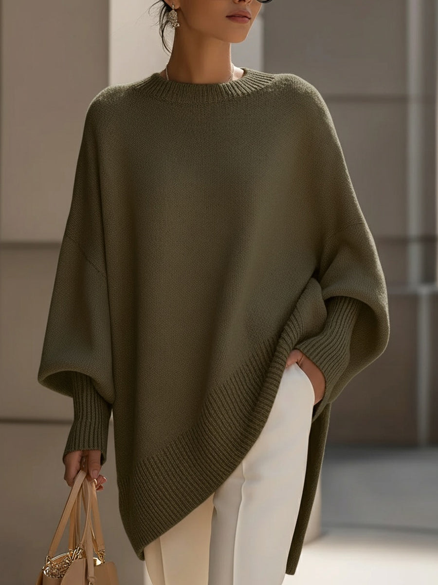 Women's Oversized Wool Blend Asymmetric Hem Jumper