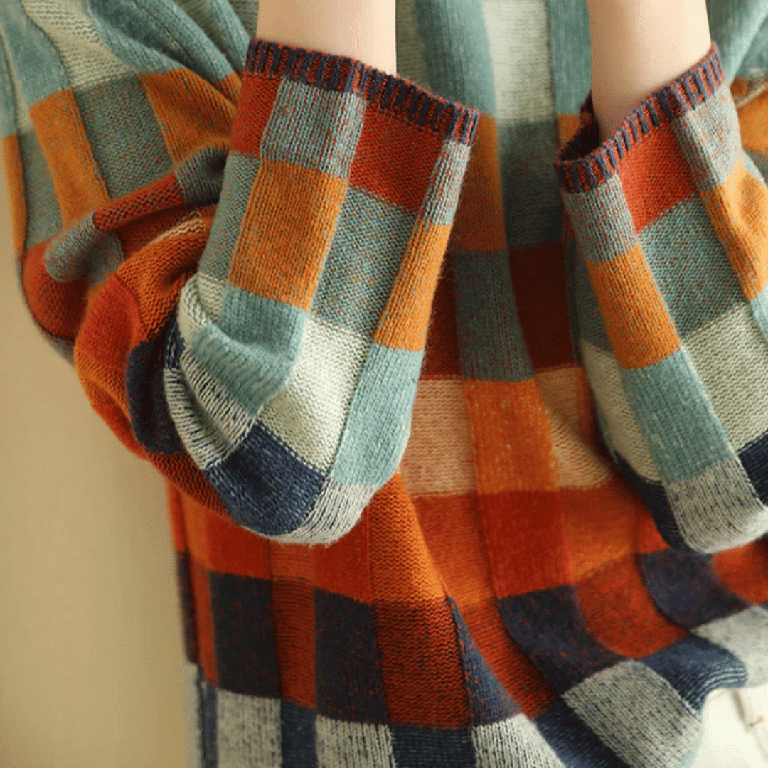 Women's Patchwork Knit Turtleneck Sweater