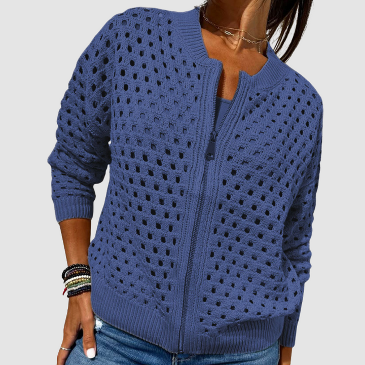 Women's Hollow-Knit Zip Cardigan