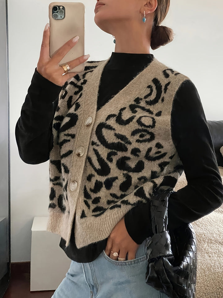 Women's Patterned Button-Front Vest