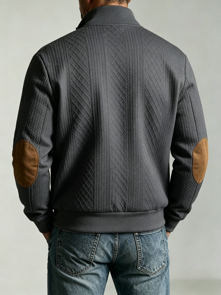 Men's Diamond Jacquard Knit Baseball Jacket