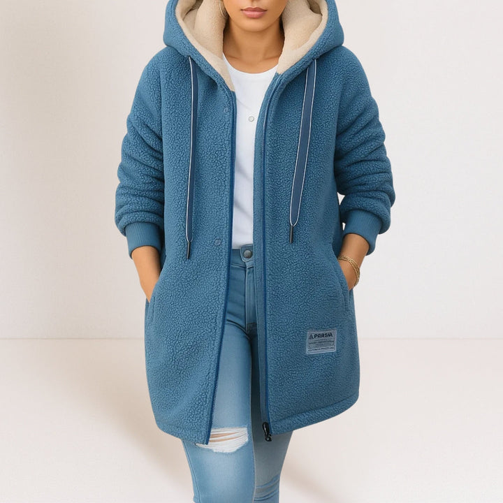 Women's Longline Wool-Effect Sherpa Hooded Jacket