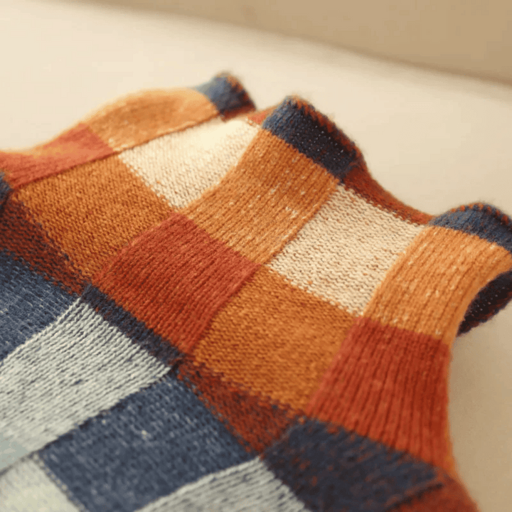Women's Patchwork Knit Turtleneck Sweater